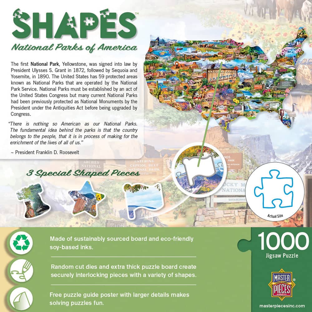 National Parks of America 1000 Piece Shaped Jigsaw Puzzle - Image 3
