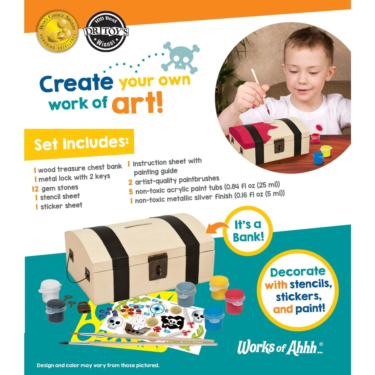 Treasure Chest Wood Craft & Paint Kit - Image 3
